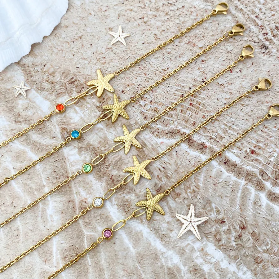 18K Gold Starfish Bracelet in Titanium Steel
