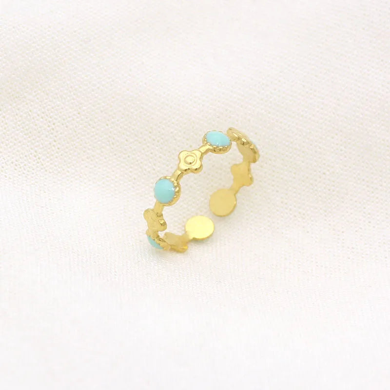 Leaf Enamel Stainless Steel Open Ring for Women