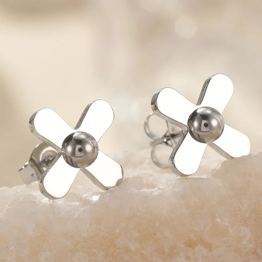 Gold Plated Stainless Steel Star & Moon Earrings Average Size Steel Color 001#