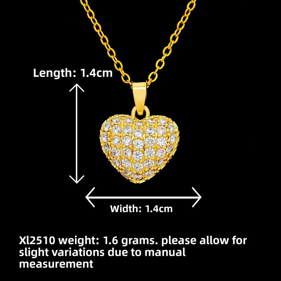 Butterfly & Whale Couple Pendant Necklace XL2510 Full Zirconium Heart Necklace Gold