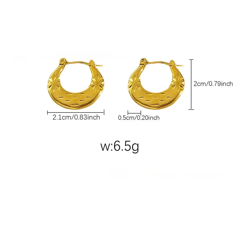 Elegant Gold Titanium Steel Hoop Earrings