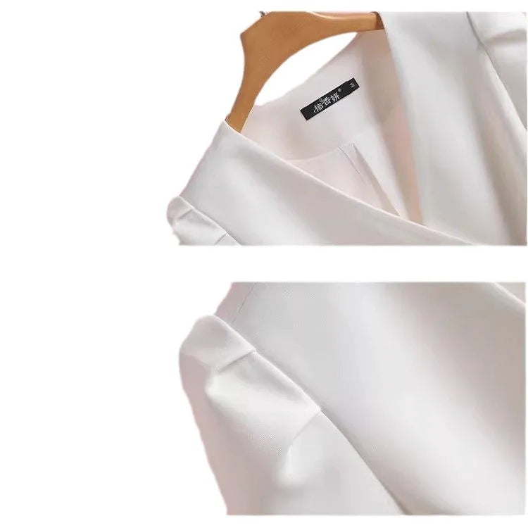 Women's V-Neck Bubble Sleeve Blazer Jacket