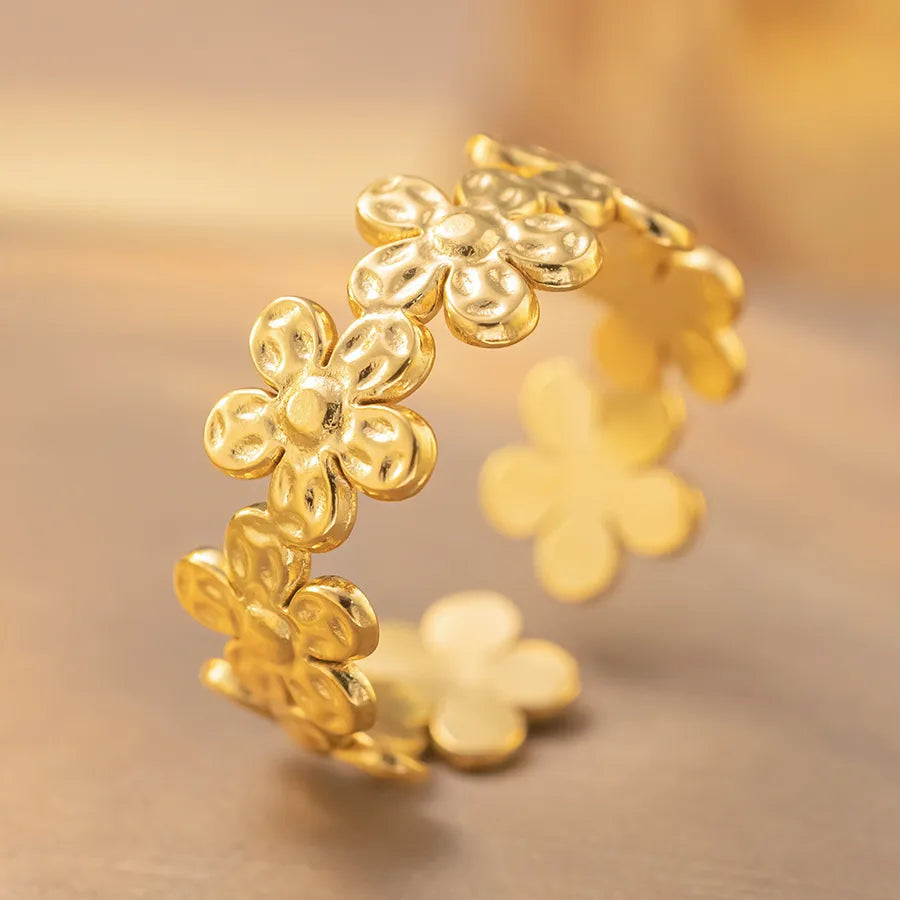 Geometric Titanium Steel Open Ring K277 Gold Ring Adjustable