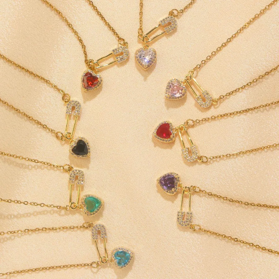 Titanium Steel Heart Pin Pendant Necklace