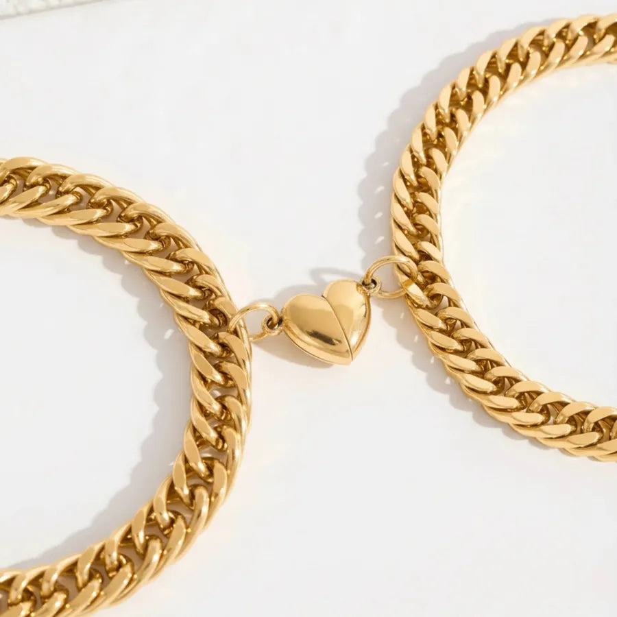 Magnetic Heart Couple Bracelet – 18K Gold Plated