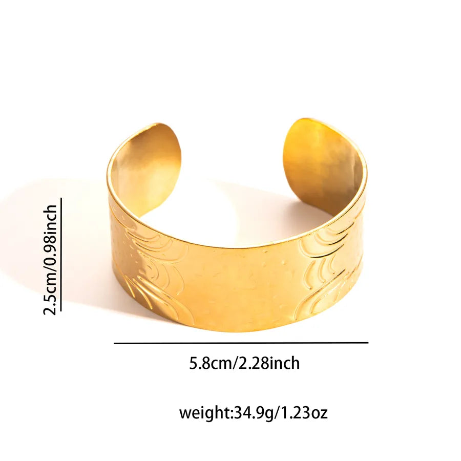 18K Gold Leaf Stainless Steel Open Bangle