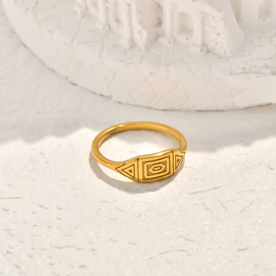 18K Gold Plated Geometric Zircon Ring
