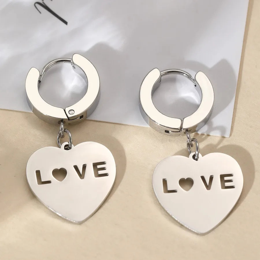 Gold Plated Heart & Butterfly Stud Earrings Average Size Steel Color 001#