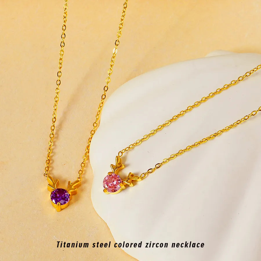 Elegant Deer Pendant Necklace – PVD Gold Stainless Steel