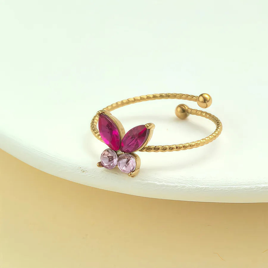 Elegant Rhinestone Knot Stainless Steel Ring JZ-25-09-040