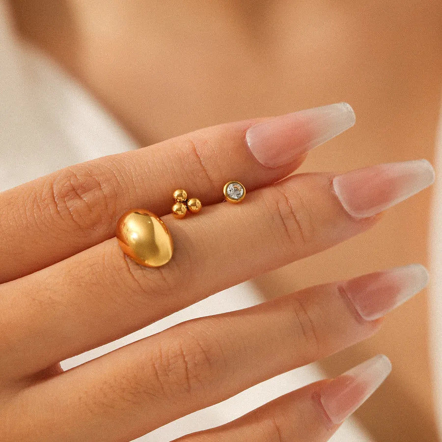 Gold Plated Zirconia Stud Earrings Set