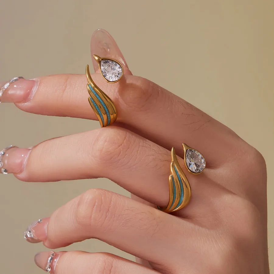 Champagne Zircon Geometric Ring – 18K Gold Plated