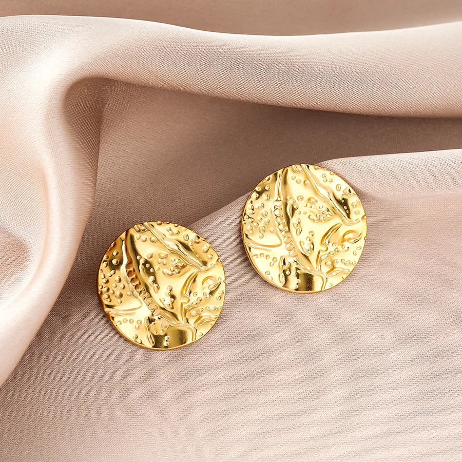 Irregular 18K Gold Plated Stainless Steel Earrings E1380-A (Gold Stud Earrings Pairs)