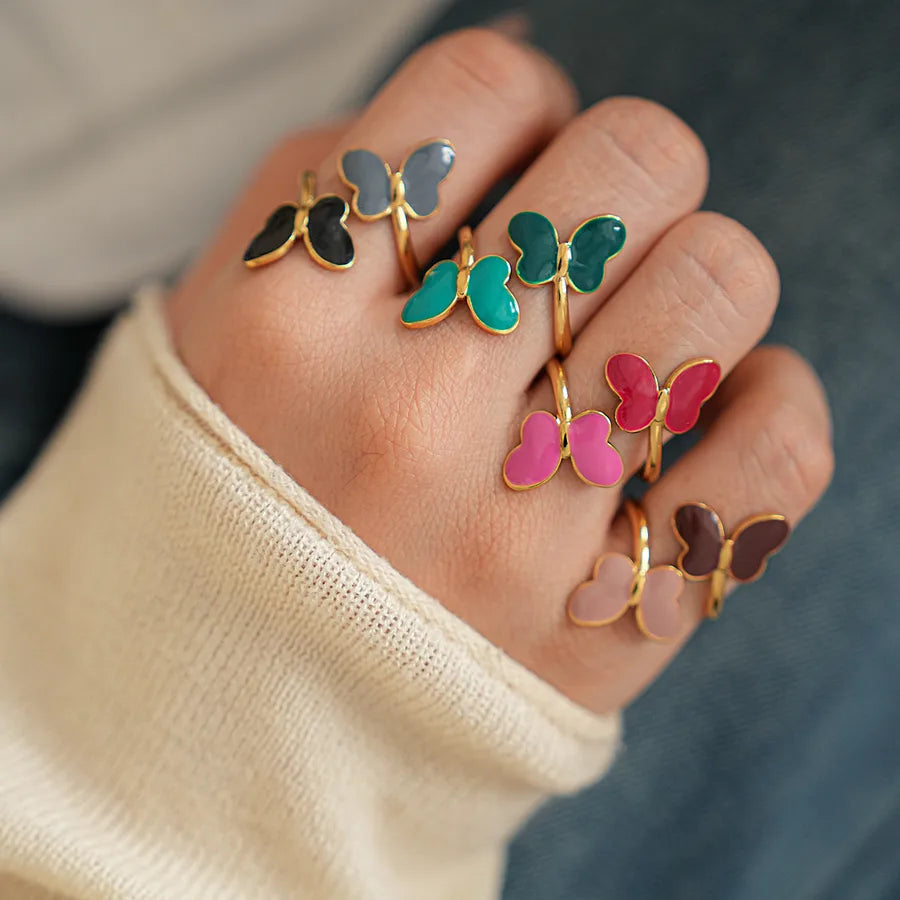 Stainless Steel Butterfly Open Ring