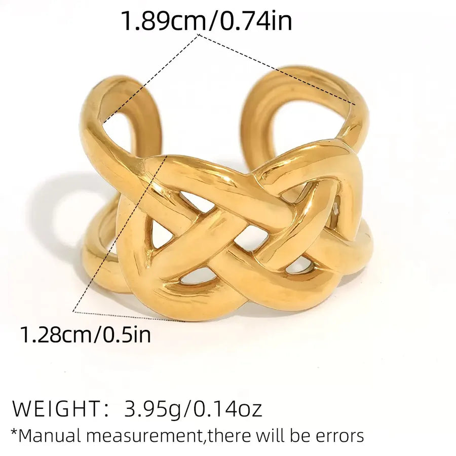18K Gold Geometric Adjustable Ring for Women