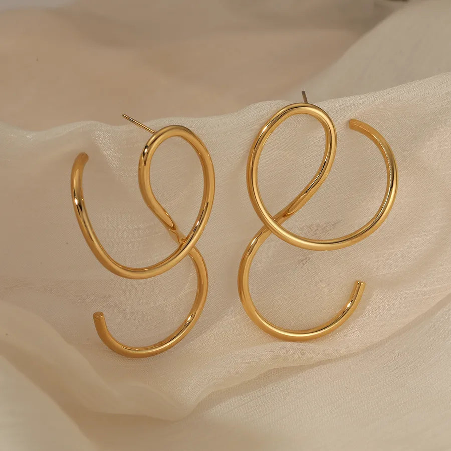 Asymmetric Gold-Plated Stainless Steel Earrings