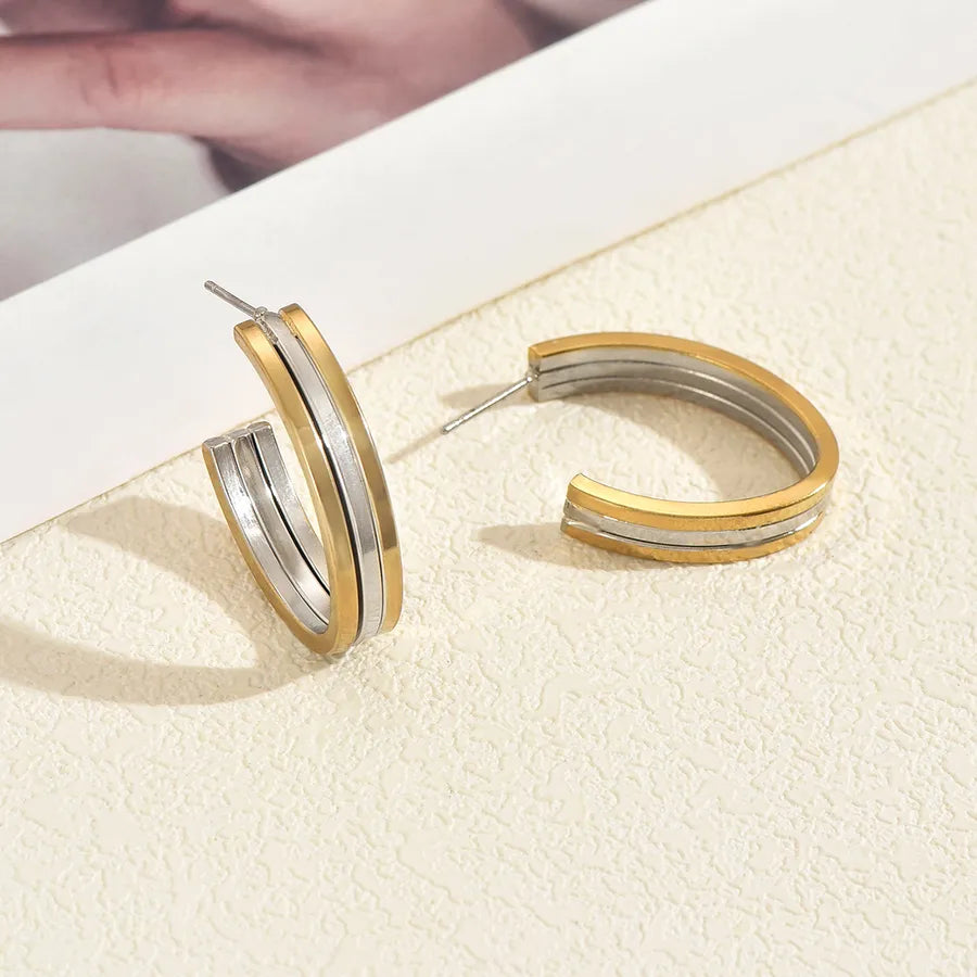 Gold-Plated Stainless Steel Oval Hoop Earrings