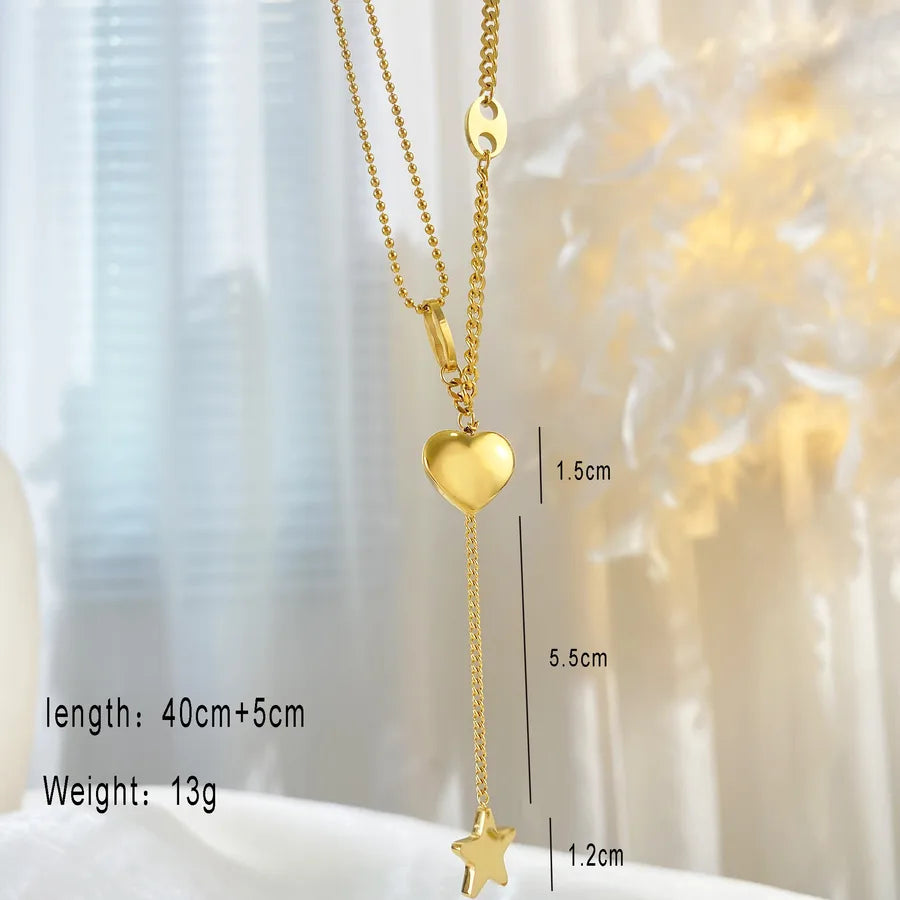 Gold Plated Titanium Letter V Pendant Necklace Gold -Love Tassel Necklace