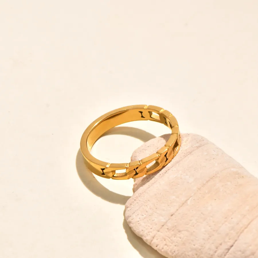 Gold Plated Zircon Heart Double Ring Chain