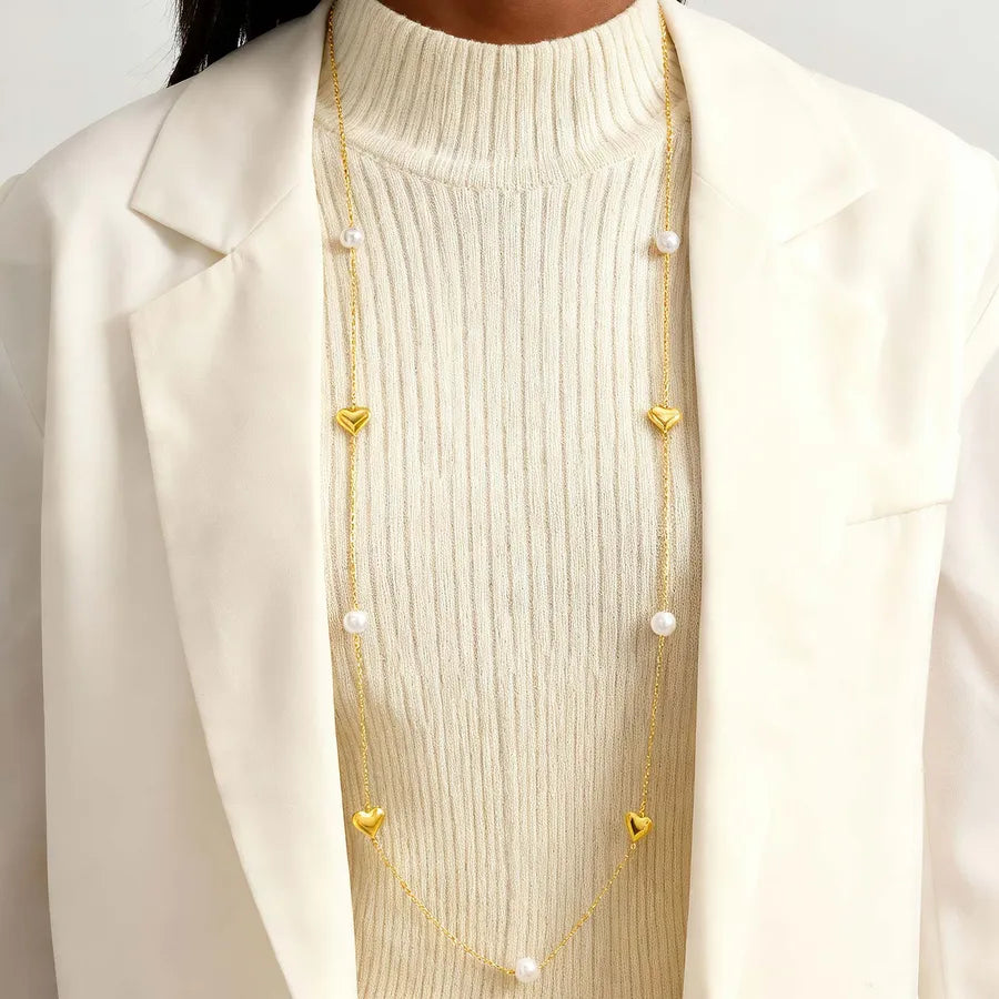 Geometric Stainless Steel Beaded Necklace