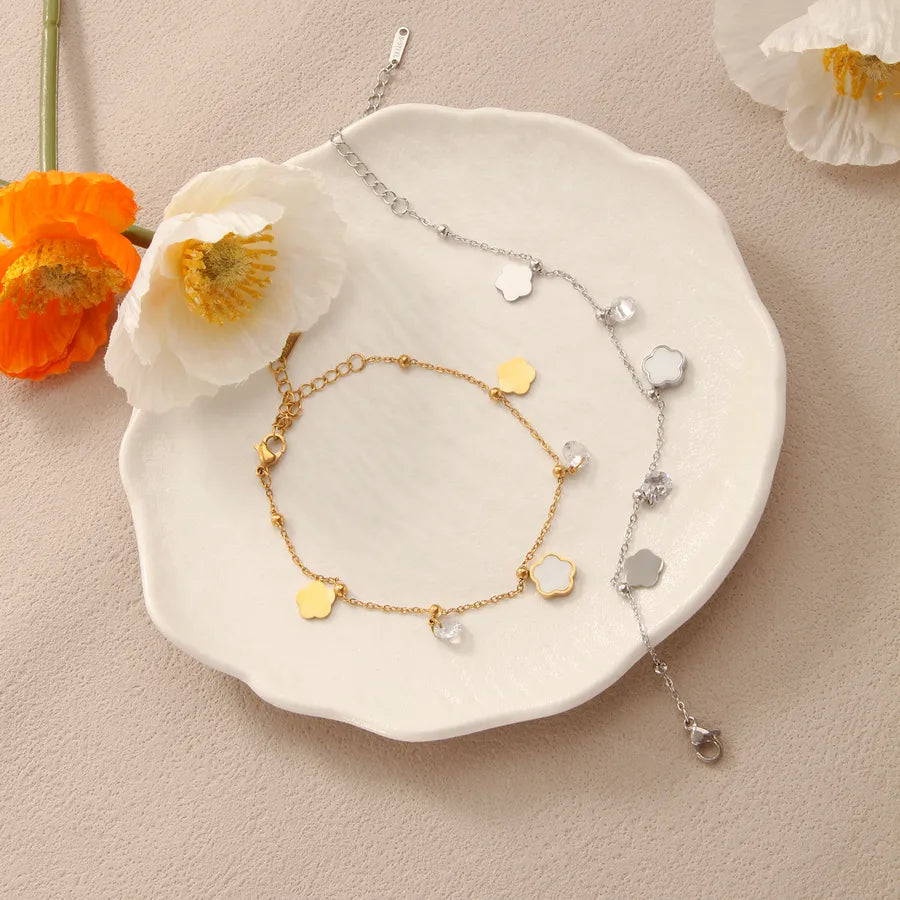 Gold & Silver Clover Bracelet for Women