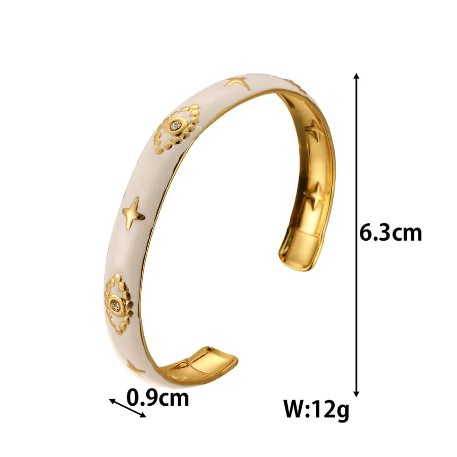 18K Gold Plated Emerald Bamboo Cuff Bracelet Golden 07 18k