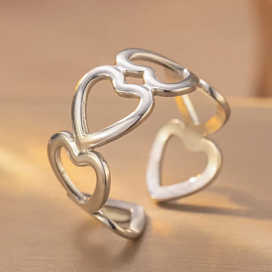 Adjustable Silver Maple Leaf Titanium Ring K150 Steel Color Ring Open