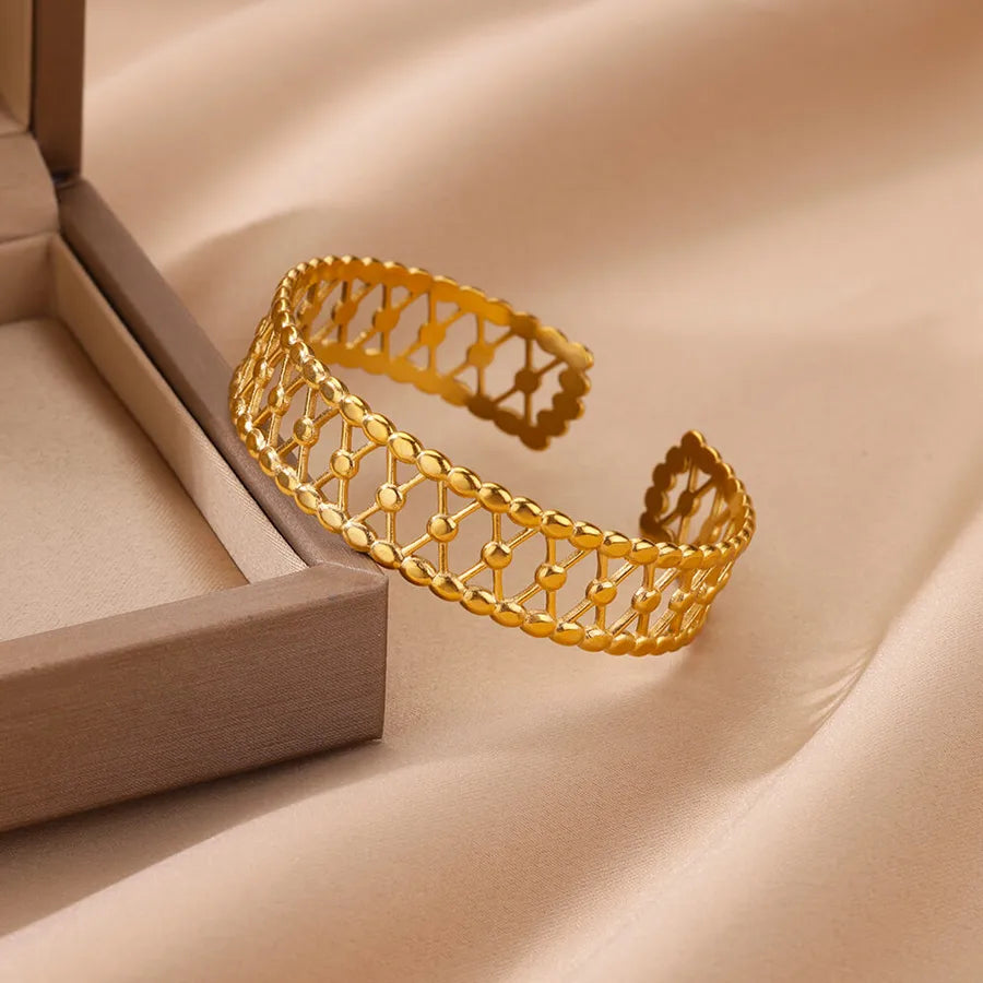18K Gold Plated Hollow Chain Bracelet for Women