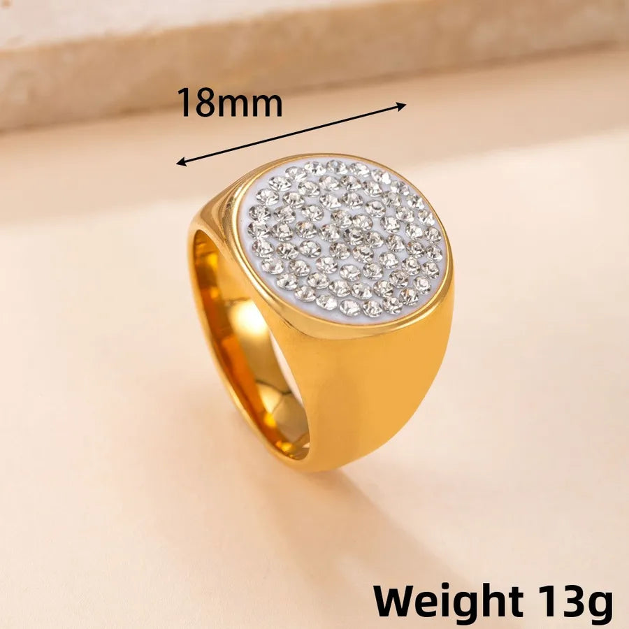 Gold Geometric Titanium Steel Ring 9 Golden-Round