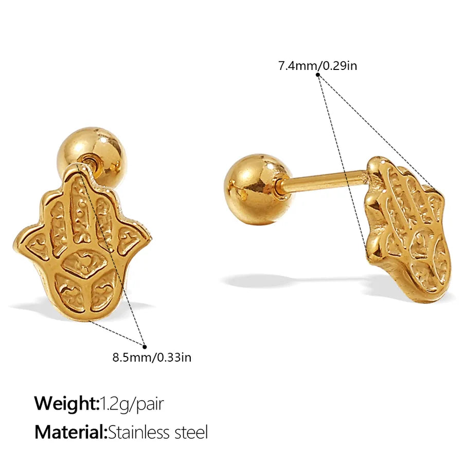 Gold Plated Stainless Steel Bear Earrings EH1207G Piercing Earrings