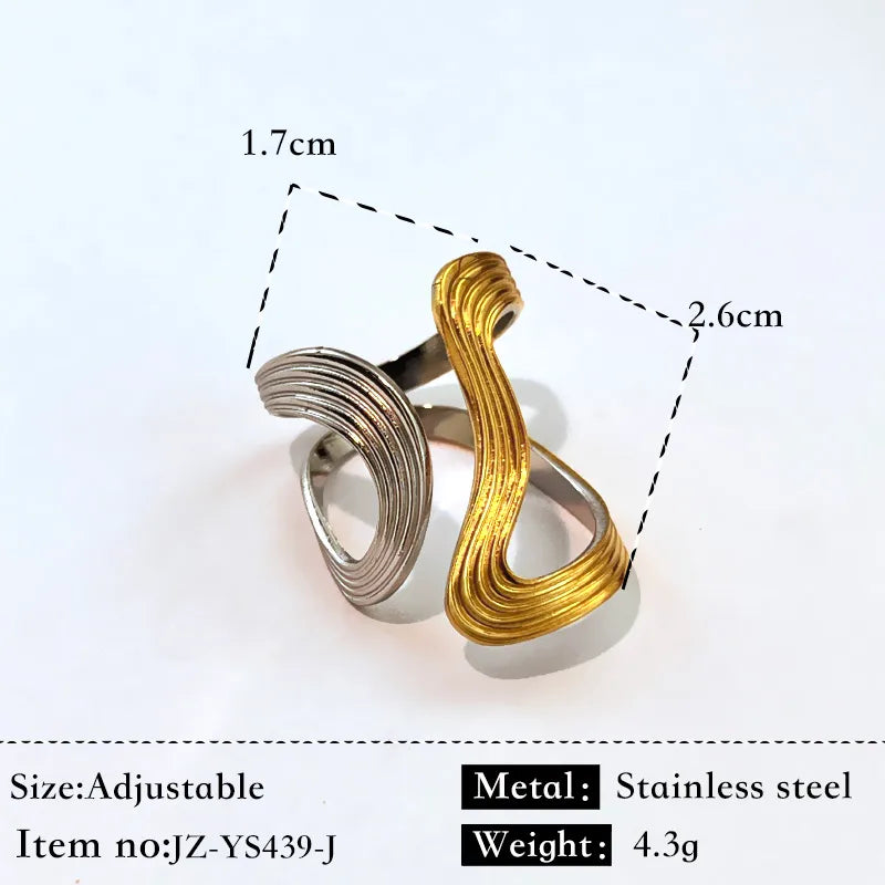 Unisex Gold & Silver Geometric Stainless Steel Ring Gold and Silver Color Matching JZ-YS439