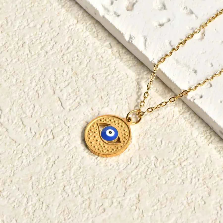 Gold Devil's Eye Pendant Necklace – Vintage Style