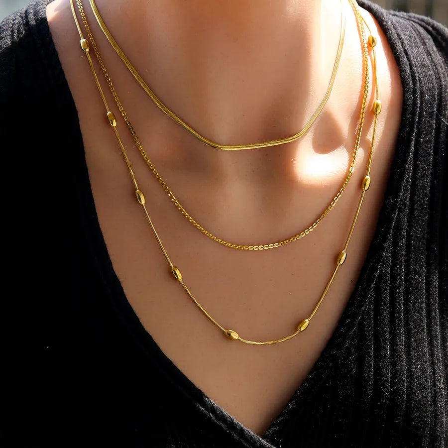 Stainless Steel Layered Snake Chain Necklace