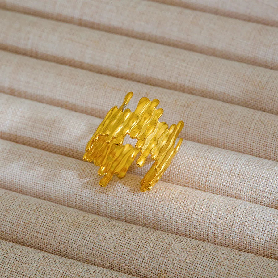 Adjustable 18K Gold Stainless Steel Ring 32