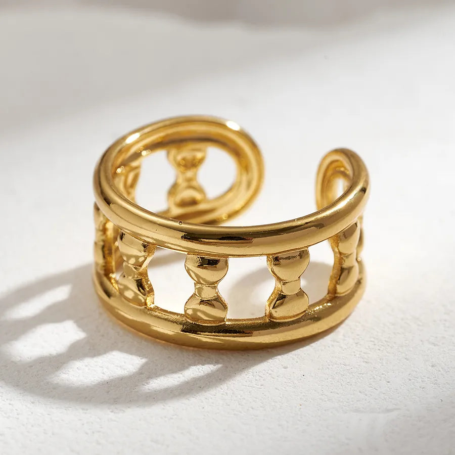 Gold Plated Stainless Steel Open Ring for Women D (inner Diameter: 17mm) 1 Pc Package