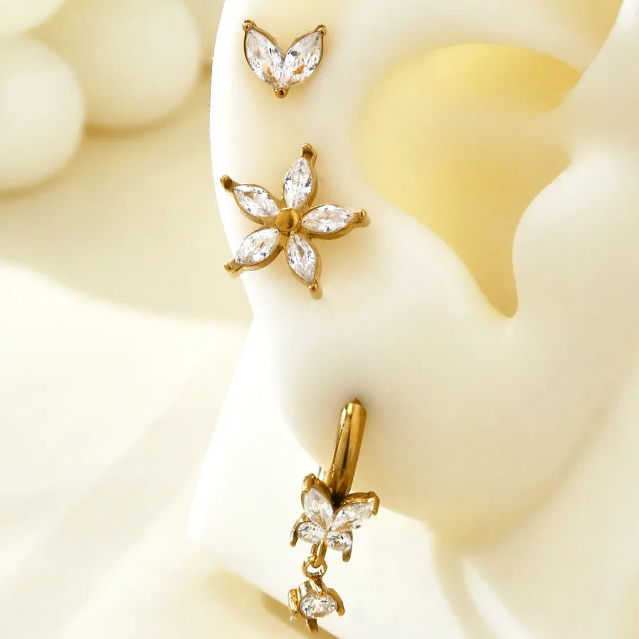 18K Gold Plated Stainless Steel Zircon Earrings