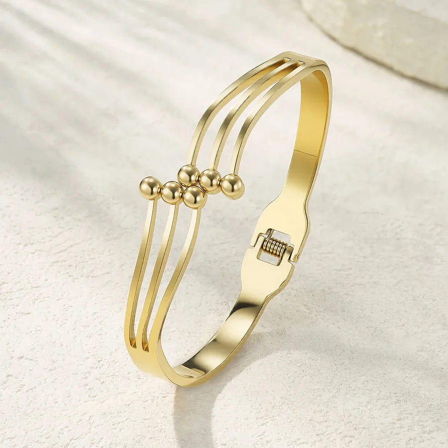 Unisex Gold & Steel Open Bangle Bracelet