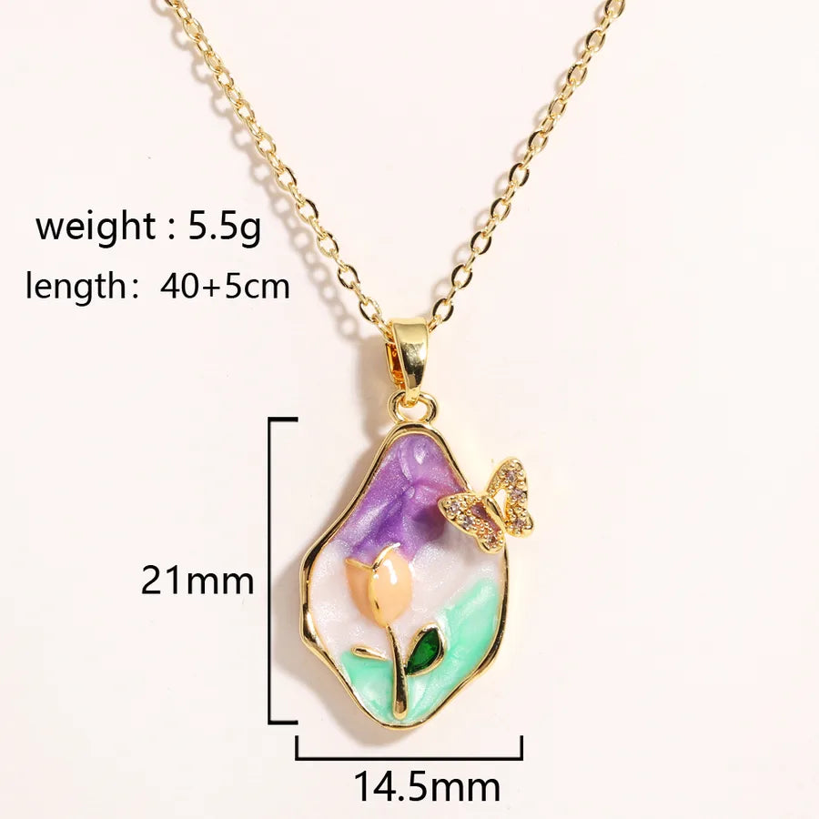 Floral Freshwater Pearl Pendant Necklace Style 13