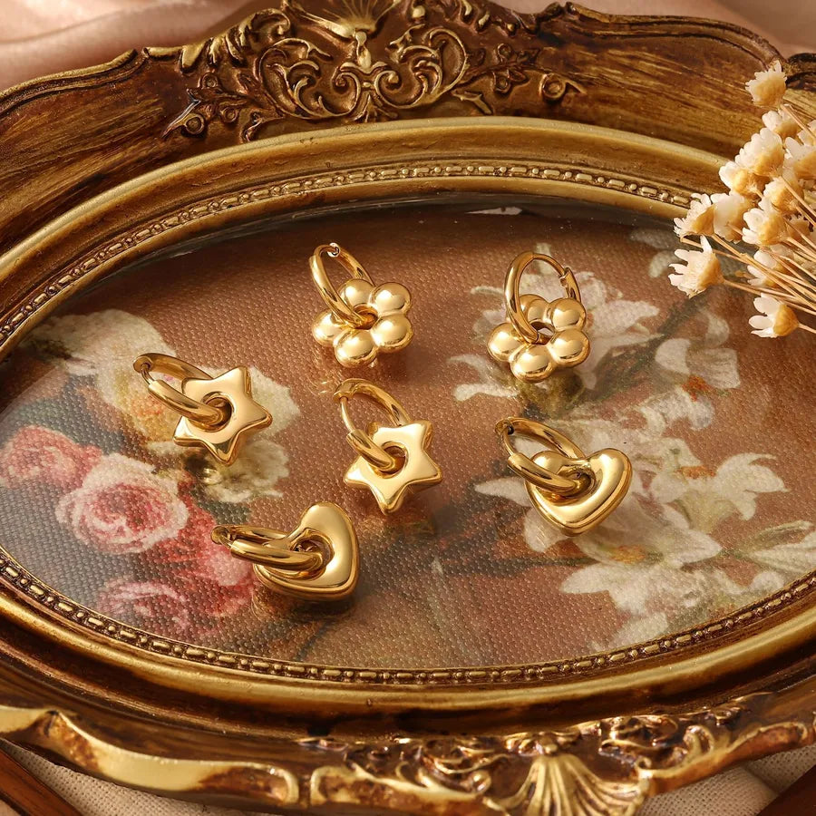 18K Gold Plated Heart Earrings – Vintage Style
