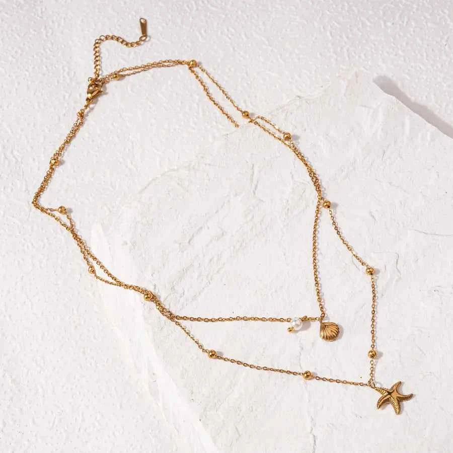 Double Layer Starfish Shell Necklace