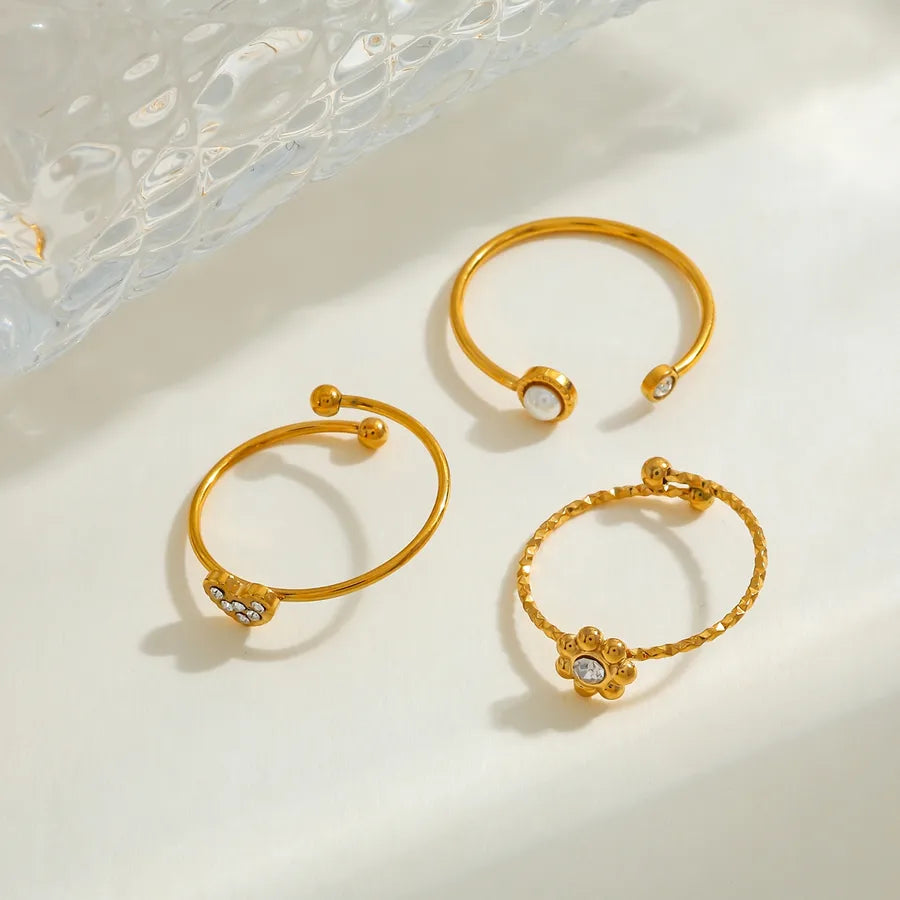 18K Gold Sun & Heart Open Ring for Women