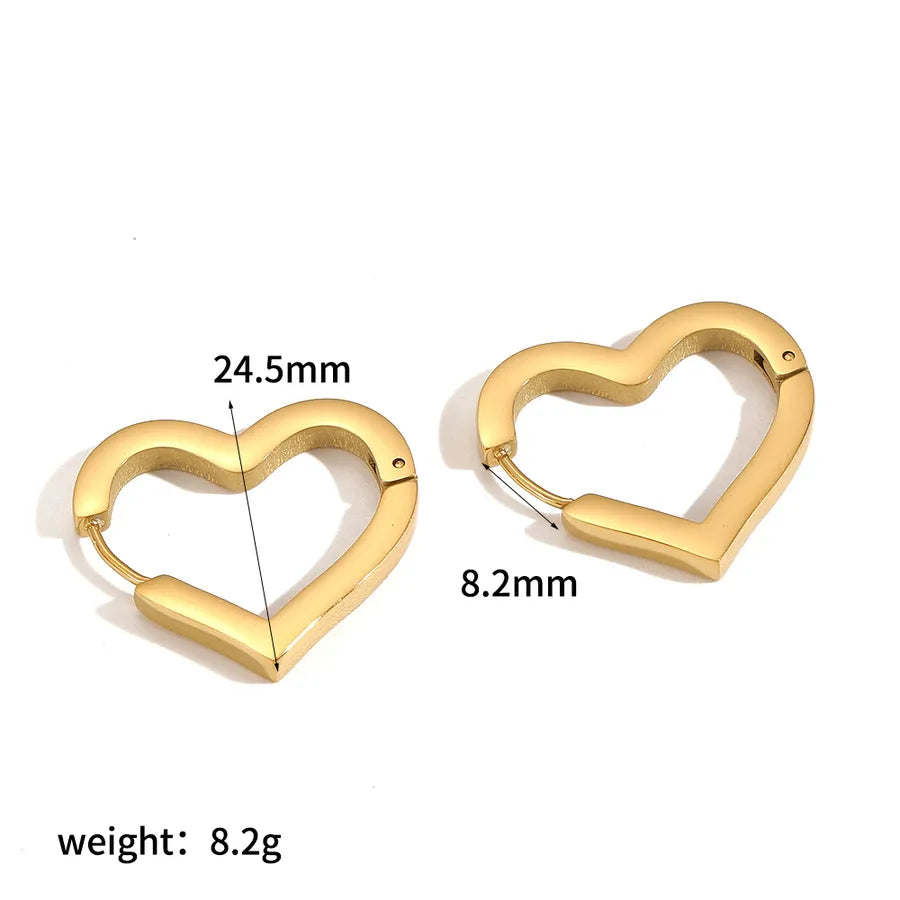 18K Gold Heart Stud Earrings for Women