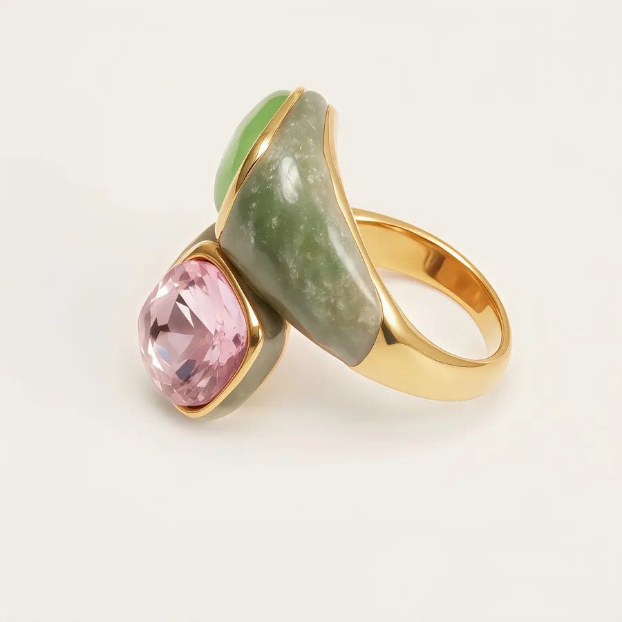 Heart-Shaped Stainless Steel Cat Eye Ring G004500JF