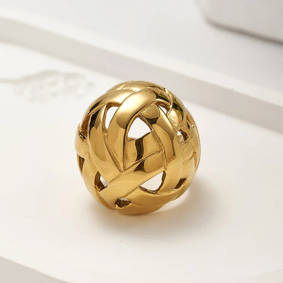 Gold Plated Stainless Steel Grid Ring