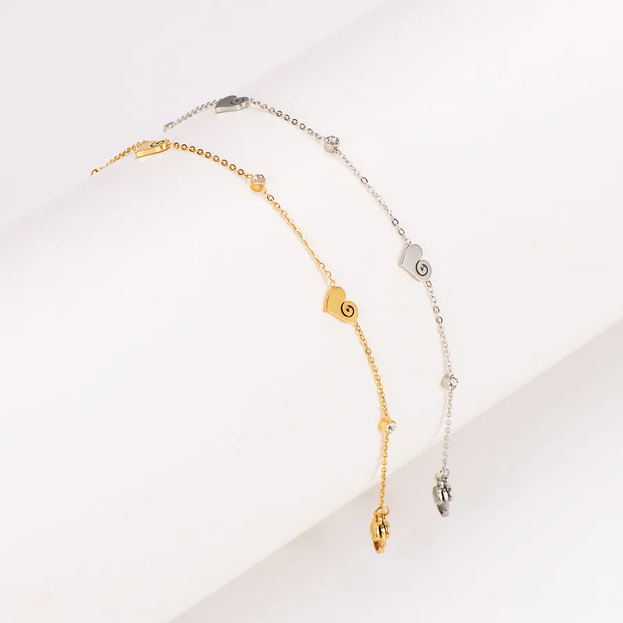 Gold Heart Cloud Stainless Steel Anklet