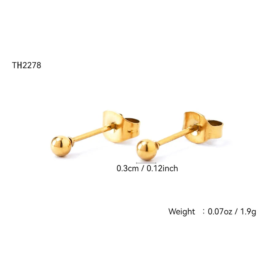 18K Gold Plated Geometric Flower Stud Earrings Gold Ball Stud Earrings