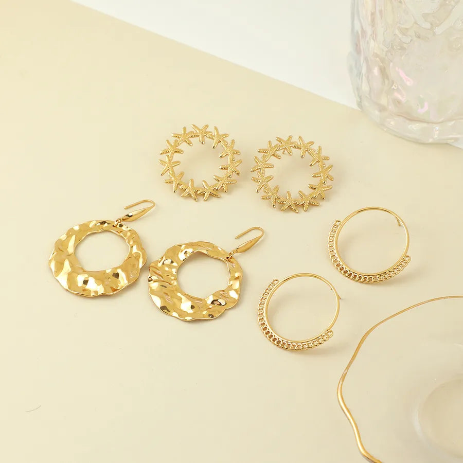 Retro Gold Plated Leaf Stud Earrings