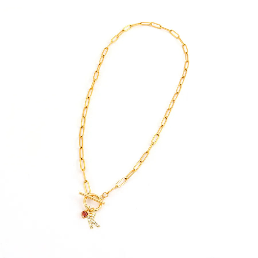 Gold Zircon Crystal Pendant Paperclip Necklace
