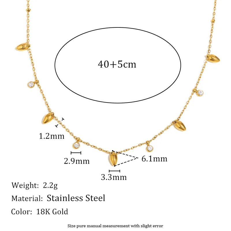 18K Gold Plated Geometric Tassel Necklace Fine Chain Tassel Pendant Collection - Gold -3