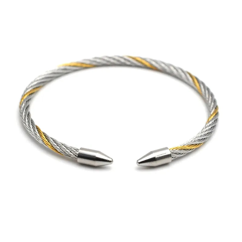 Gold Titanium Steel Wire Rope Bracelet
